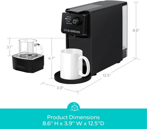 Miniatura 2 de CASABREWS CM7036E - Máquina de café espresso para cápsulas Nespresso, cafetera compacta de 20 bares con tanque de agua extraíble de 21 onzas y 4