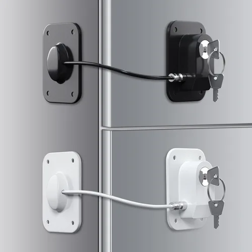 Miniatura 11 de RORMGO Paquete de 2 cerraduras para refrigerador, cerradura para refrigerador con protección de alambre de silicona, cerraduras para nevera