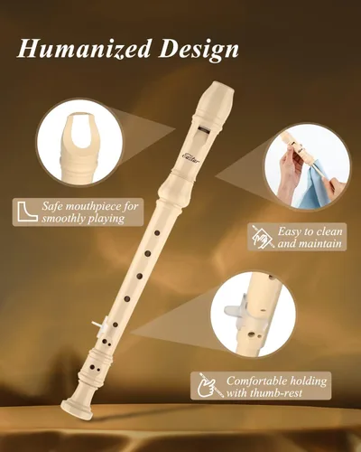 Miniatura 4 de Eastar Grabadora soprano para principiantes y niños, estilo barroco, grabador de llaves C, instrumento ABS clásico de 3 piezas con kit de limpieza