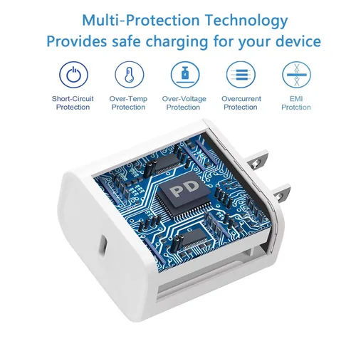 Miniatura 2 de Cargador de carga rápida para iPhone, paquete de 3 bloques de cargador USB C con cable USB C a Lightning, bloque de carga rápida tipo C compatible