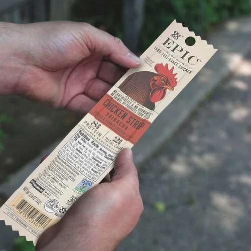 Miniatura 3 de EPIC Tira de pollo, sriracha, apto para dietas cetogénicas, sin gluten, aperitivos proteicos, 0.8 onzas