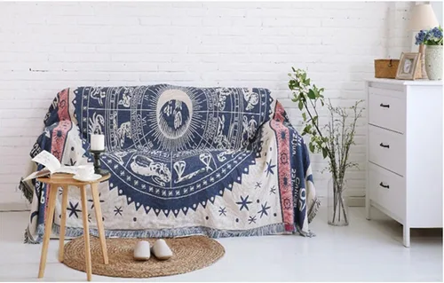 Miniatura 10 de MIFXIN Manta de felpilla jacquard de 35 x 82 pulgadas, manta tejida de algodón de doble cara con borlas decorativas, manta ligera y suave para cama