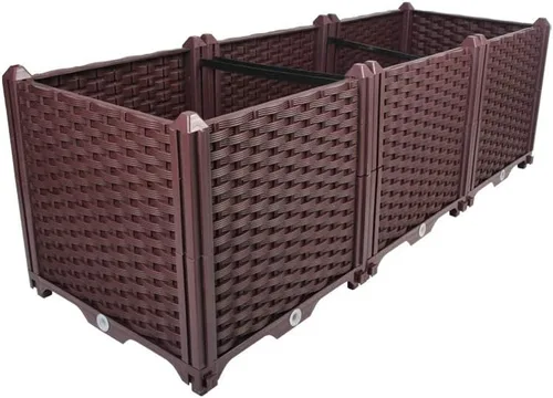 Miniatura 50 de BAOYOUNI - Juego de jardinera cuadrado para jardín elevado, maceta de plástico, caja de cultivo para verduras, hierbas, flores y plantas suculentas