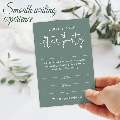 Miniatura 4 de TPYEN Invitaciones de fiesta Happily Ever After, invitación minimalista de fiesta de recepción de boda verde oscuro, celebración para novia y novio