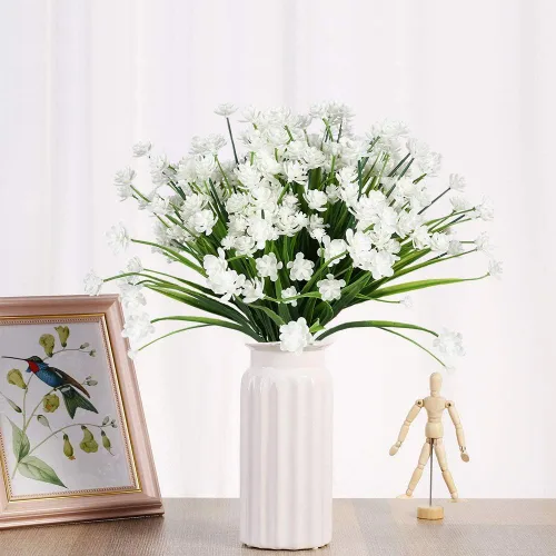 Miniatura 8 de Flores artificiales, 8 paquetes de plantas artificiales para exteriores, resistentes a los rayos UV, plantas artificiales, arbustos para interiores