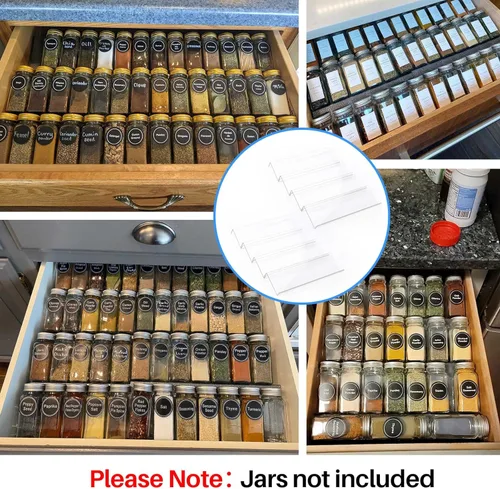 Miniatura 2 de MIUKAA Organizador de cajones de especias de acrílico transparente, 4 niveles, 2 juegos ampliables de 13 a 26 pulgadas, organizador de condimentos