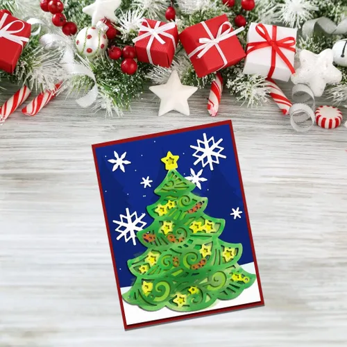 Miniatura 3 de Estivaux Troqueles de muñecos de nieve y árboles de Navidad para hacer tarjetas, juegos de troqueles de nieve de corte para vacaciones de invierno