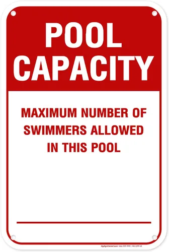 Miniatura 13 de Número máximo de nadadores permitidos en este cartel de piscina, 7 x 10 pulgadas, libre de óxido, aluminio 040, resistente a la decoloración