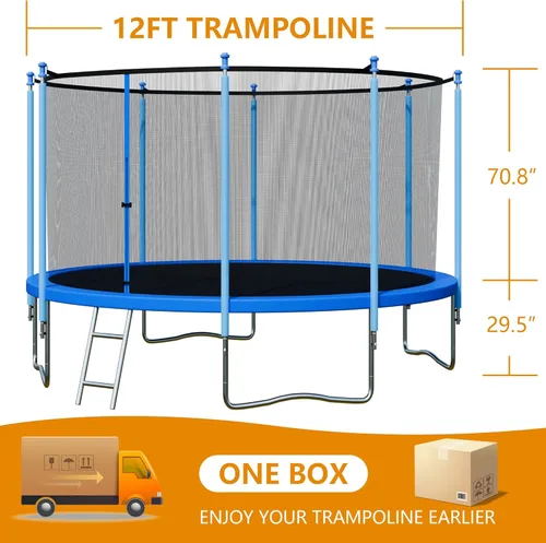 Miniatura 7 de ALTLER - Cama elástica al aire libre de 12 pies y 14 pies con cierre y escalera, cama elástica recreativa aprobada por ASTM para niños y adultos