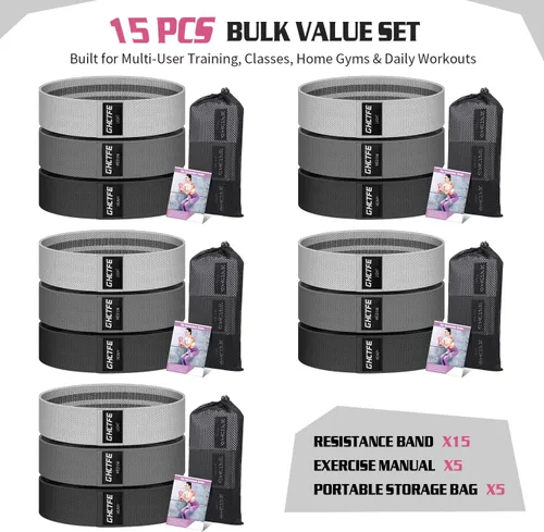 Miniatura 6 de 15 bandas de resistencia de tela para piernas, juego de bandas antideslizantes para entrenamiento, yoga, sentadillas y entrenamiento de cadera, 3