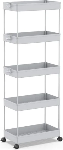 Miniatura 19 de SPACEKEEPER Carrito de Almacenamiento Rodante de 3 Niveles Organizadores de Carrito de Baño con Ruedas Organización de Cuarto de Lavandería Unidad