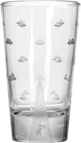 Miniatura 2 de Rolf Glass Mothership UFO Cow Highball Vaso de 15 onzas – Vasos enfriadores grabados – Vidrio sin plomo – Vaso grabado con base pesada – Fabricado