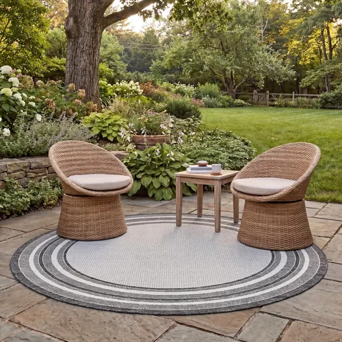 Miniatura 70 de SAFAVIEH Alfombra lavable al aire libre Courtyard Collection – 4' x 5'7", beige oscuro y beige, no desprende pelusa y fácil de limpiar, ideal