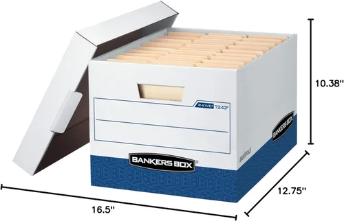 Miniatura 8 de Fellowes Bankers Box - Paquete de 20 cajas de almacenamiento de archivos resistentes con tapas, montaje de plegado rápido, carta/legal, (0724314)