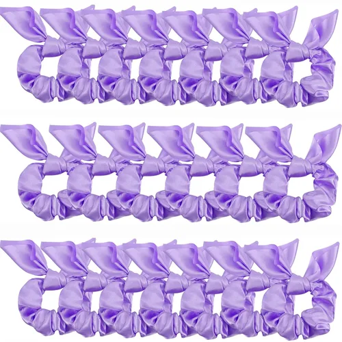 Miniatura 13 de Paquete de 20 coleteros de satén negro para mujer, lazos para el cabello grueso, bonitos coleteros con lazo para niñas, 20 accesorios para el cabello