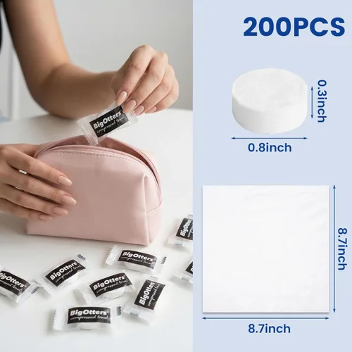 Miniatura 2 de BigOtters 200 toallas comprimidas, toallas faciales isposibles en D para suministros de limpieza de viajes, toallitas expandibles