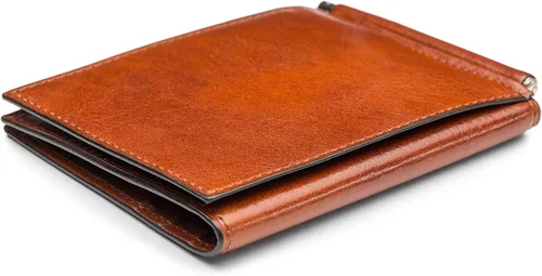 Miniatura 4 de Bosca Clip de cuero para hombre con bolsillo, Ámbar, Colección Old Leather - Clip para dinero con bolsillo