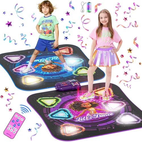 Miniatura 7 de Alfombra de Baile para Niñas de 3-12 Años, Juguetes Frozen Alfombra de Baile Electrónica con 8 Botones y Bluetooth Inalámbrico, Juego Musical de Azul