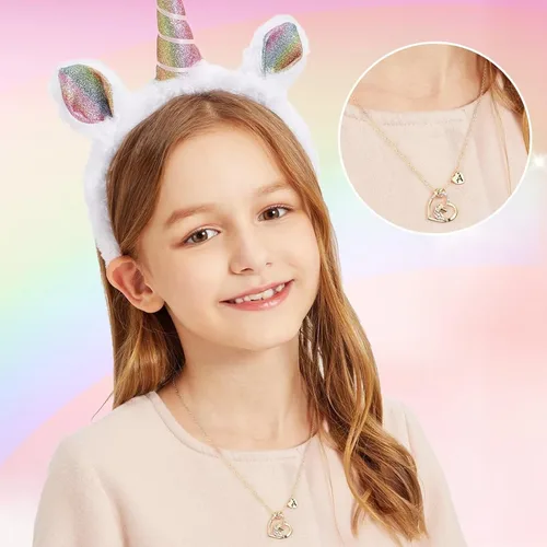 Miniatura 2 de STORUP Collar de regalo para mujer, collar de unicornio con inicial de corazón para mujer, joyería con inicial, regalos de unicornio, juguetes