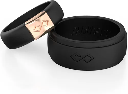 Rinfit Anillos de silicona a juego para parejas, juegos de alianzas de boda de silicona para él y ella, diseño patentado MetalInfinity e Infinity