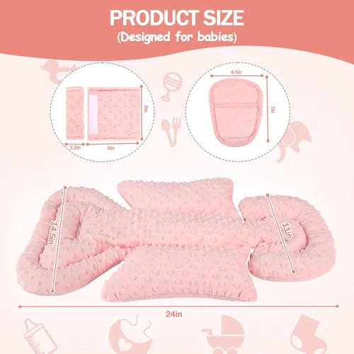 Miniatura 3 de Inserto de asiento de automóvil para niño y niña, inserto de asiento de automóvil para recién nacido 3 en 1 con almohadillas para correa, soporte