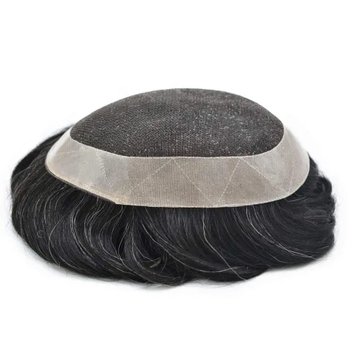 Miniatura 8 de Toupee For Men Real Human Hair Soft Swiss Lace Mens Toupee Hair Replacement System For Men Hairpieces Protesis Capilar Para Hombre 6x8 Medium light