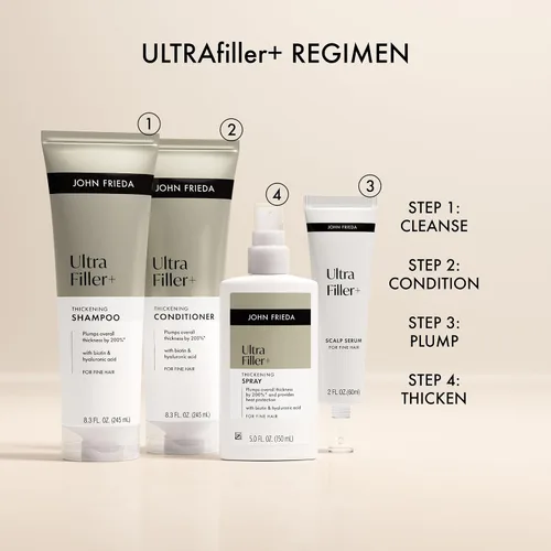 Miniatura 10 de John Frieda ULTRAfiller+ Acondicionador espesante para cabello fino y fino, acondicionador voluminizador ligero con biotina y ácido hialurónico, sin