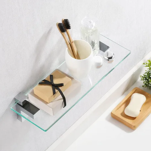 Miniatura 6 de KES BGS3201 BGS3201 - Estante de vidrio templado, 20 pulgadas, vidrio rectangular de 0.315 in de grosor, montaje en pared, cromo pulido, BGS3201