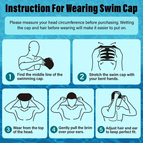 Miniatura 8 de Alepo Gorro de natación extra grande para mujeres y hombres, sombrero de natación de silicona duradera con protección para los oídos, unisex