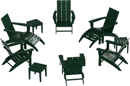 WO - 12 sillas Adirondack plegables Westin de madera de polietileno para exteriores, asiento plegable, resistente a la intemperie, a los rayos UV y