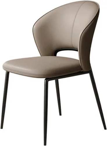 Miniatura 8 de sillas de comedor - Sillas de comedor tapizadas de mediados de siglo, modernas, sin brazos, de piel sintética, laterales con respaldo, cocina Beige