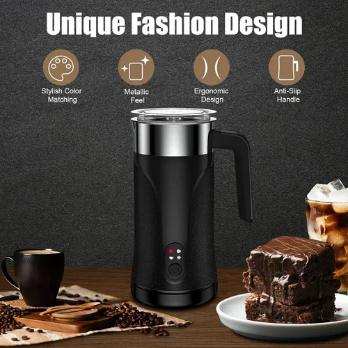 Miniatura 4 de Espumador de leche, espumador de leche 4 en 1 y vaporizador, máquina automática de espuma fría y caliente de 10.1 onzas líquidas, espumador de leche