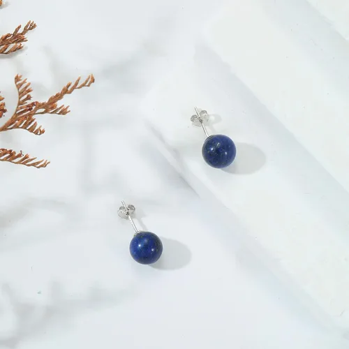 Miniatura 72 de Natural Stone Stud Earrings for Women 8mm Sterling Silver Genuine Gemstone Earrings Handmade Sterling Silver Crystal Stud Earrings for Women