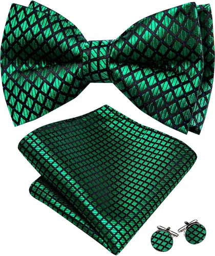 Miniatura 76 de Barry.Wang Conjunto de chaleco de pajarita para hombre, chaleco con cuello en V de seda jacquard de cachemira, gemelos de pañuelo formal/ocio, boda