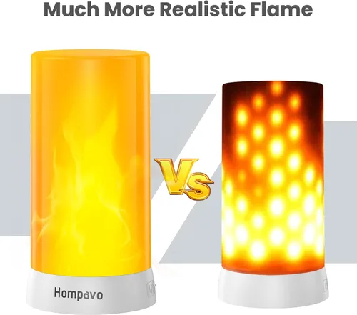 Miniatura 4 de Hompavo 【Actualizado】 Luces LED de llama, 4 modos de velas recargables sin llama con batería, linternas parpadeantes impermeables en pilar para sala
