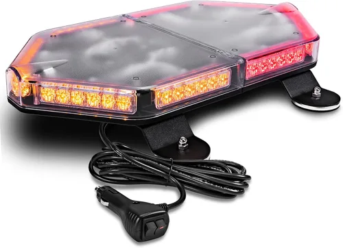 Miniatura 40 de NanoFlare NFMB56 Mini Barra de Luz Estroboscópica LED Roja Blanca de 17" 12V 56W [Clase SAE 1] [Imán/Montaje Permanente] Barra de Luz de Baliza