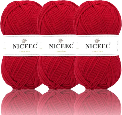 Miniatura 9 de NICEEC Hilo de algodón suave de 3 madejas, 5 capas, mezcla de algodón, suave y resistente, hilo para ganchillo y tejido, manualidades de bricolaje