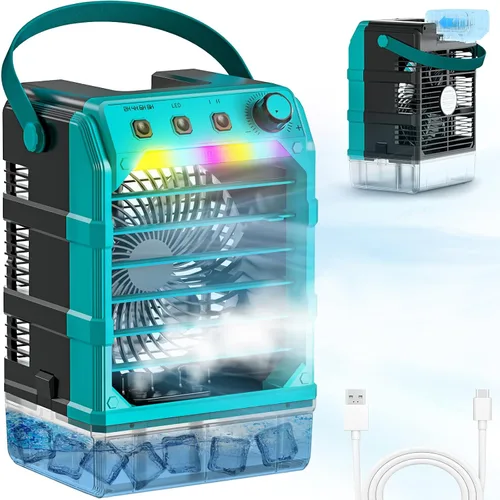 Uniqwamo Ventilador Nebulizador Portátil Compatible con Batería de 18V de Makita (Sin Batería) o Alimentado por USB, Ventilador de Enfriamiento para