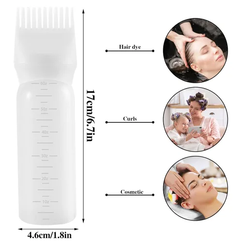 Miniatura 4 de Botella aplicadora de peine de raíz Pimoys 6 onzas, paquete de 2 aplicadores de aceite para el cabello, botella aplicadora para tinte de cabello