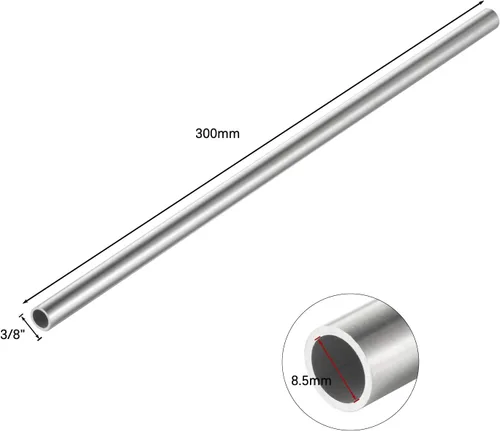 Miniatura 2 de 5 piezas de tubo de tubo de metal capilar redondo de acero inoxidable 304 3/8 pulgadas x 0.335 in, diámetro exterior x longitud 11.8 in