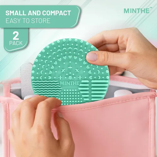 Miniatura 7 de MINTHE Alfombrilla limpiadora de brochas de maquillaje Paquete de 2 Almohadilla de limpieza de maquillaje de silicona