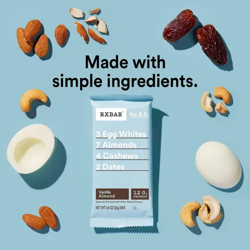 Miniatura 15 de RXBAR Barras de proteínas, aperitivo de proteínas, barras de aperitivos, vainilla almendra, caja de 22 onzas (12 unidades)