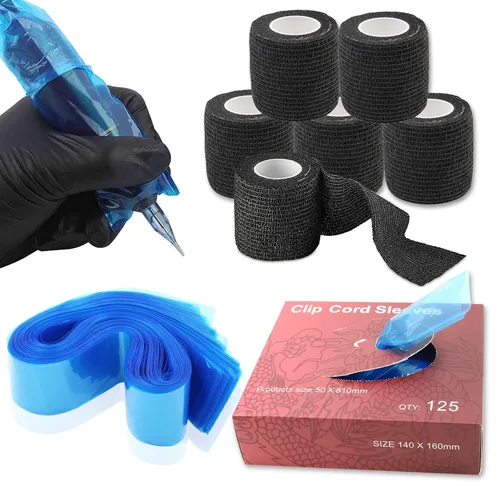 Miniatura 8 de Cintas de agarre y cubiertas de plástico, 200 bolsas y 4 fundas de plástico negras con cintas adhesivas negras