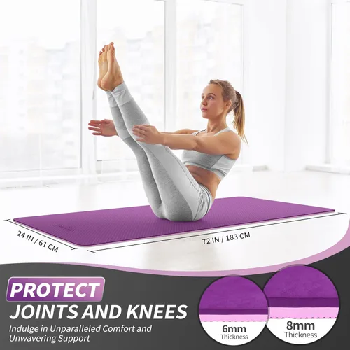 Miniatura 2 de CAMBIVO Tapete de yoga para mujeres, hombres y niños, 1/3, 1/4 y 2/5 pulgadas, extra grueso, antideslizante, 72 x 24 pulgadas, tapete de yoga