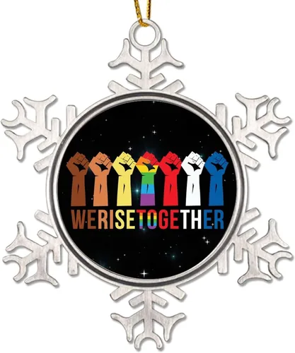 We Rise Together LGBTQ - Adorno colgante para árbol de Navidad, Pansexual, transgénero, LGBTQ, arco iris gay, decoración de árbol de Navidad,