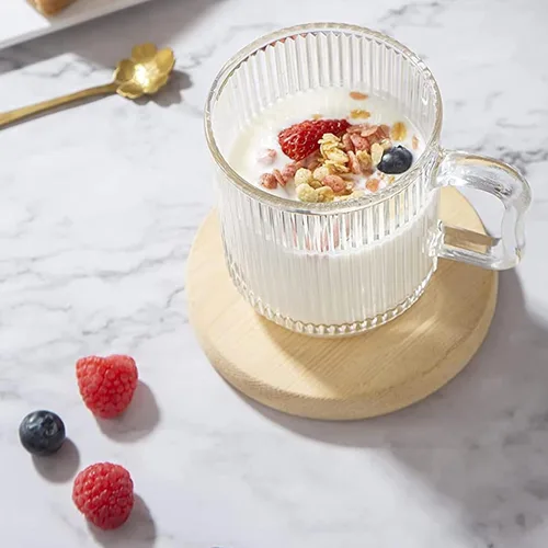 Miniatura 6 de D.M DESIGN·MASTER Paquete de 6, 12 onzas – Tazas de café de vidrio premium con asa. Vasos de té transparentes para bebidas calientes/frías, diseño