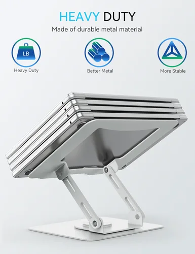 Miniatura 6 de SOUNDANCE - Soporte para laptop con base giratoria de 360°, elevador ergonómico para computadora para escritorio, altura ajustable multi-ángulo