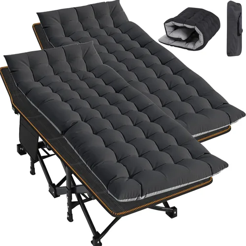Miniatura 31 de Slsy Catre de camping plegable para adultos con almohadilla, catres de dormir portátiles acolchados, cama de campamento con bolsa de transporte