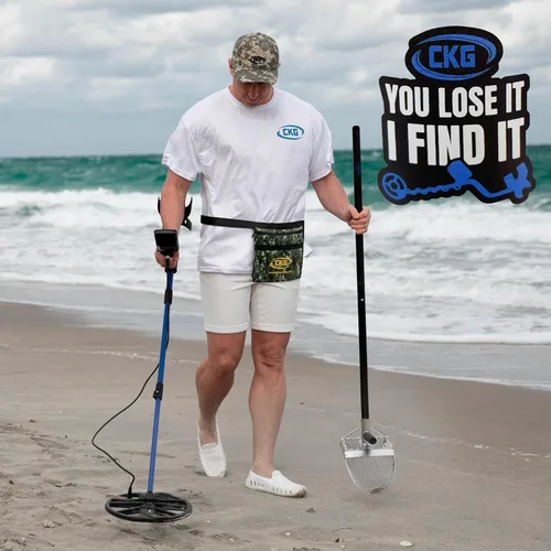 Miniatura 7 de CKG Cucharas de arena para la detección de metales en la playa, pala de acero inoxidable para la detección de metales en la playa, caza de tesoros