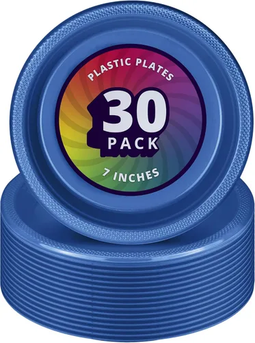 Miniatura 11 de DecorRack 30 platos pequeños de plástico, resistentes de 7 pulgadas, desechables para fiestas de cumpleaños de niños, platos de postre para tartas